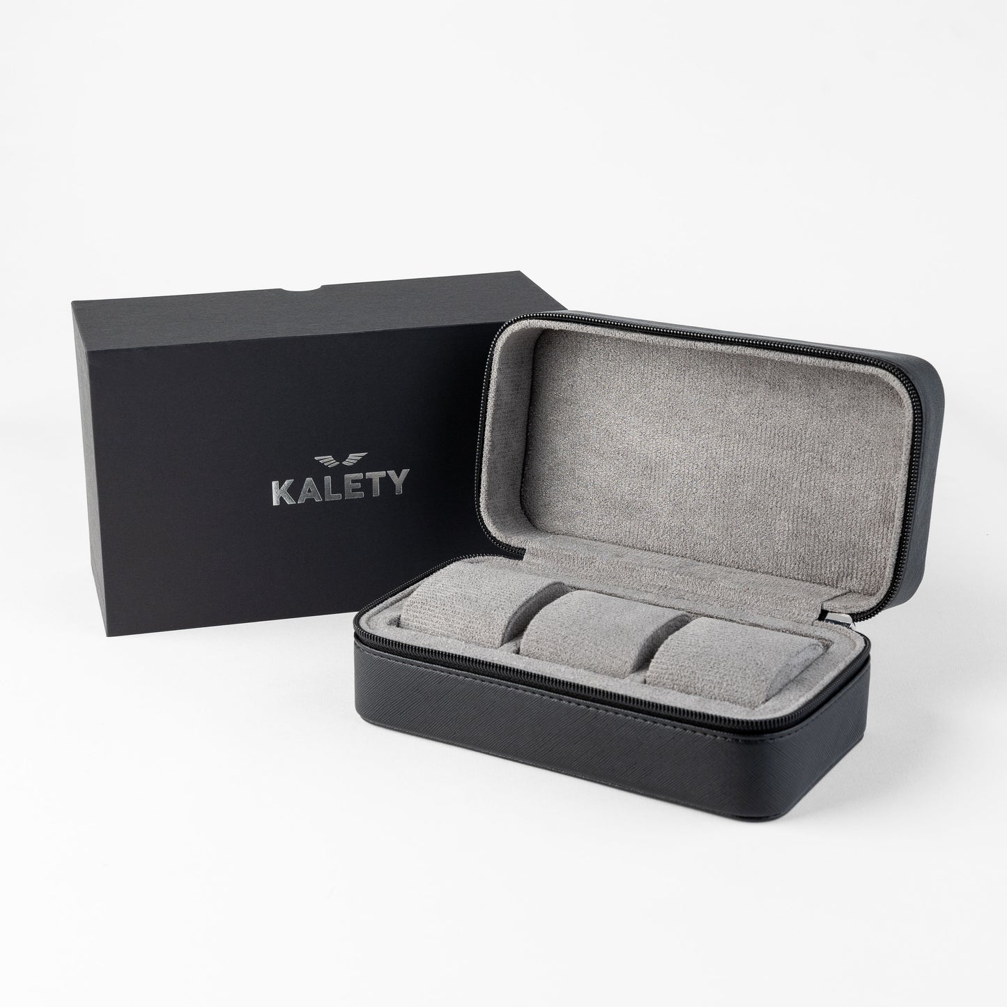 ZIPPER CASE - THREE WATCHES - Black / Grey